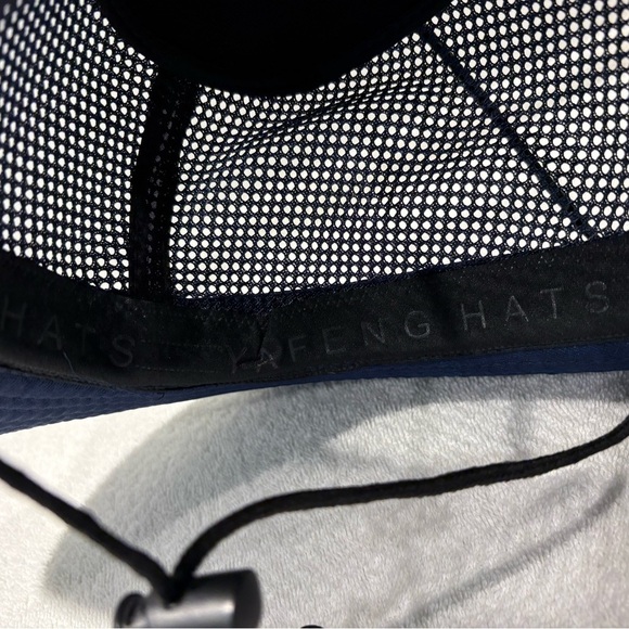 Navy Blue Yafeng Navy Mesh Unisex Cowboy Hat with Chin Strap - Picture 6 of 10